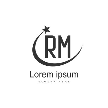 RM Logo tasarım şablonu. İlk harf logo tasarım şablonu
