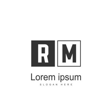 RM Logo tasarım şablonu. İlk harf logo tasarım şablonu
