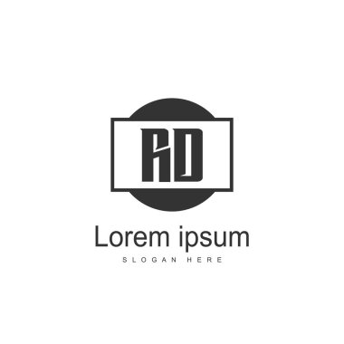 RD Logo tasarım şablonu. İlk harf logo tasarım şablonu