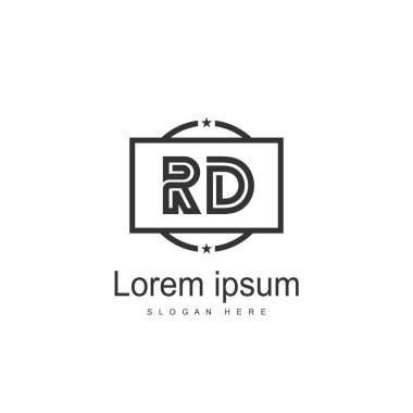 RD Logo tasarım şablonu. İlk harf logo tasarım şablonu