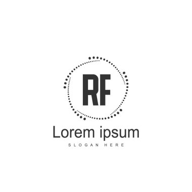 RF Logo tasarım şablonu. İlk harf logo tasarım şablonu