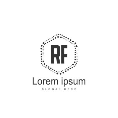 RF Logo tasarım şablonu. İlk harf logo tasarım şablonu