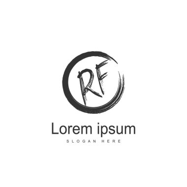 RF Logo tasarım şablonu. İlk harf logo tasarım şablonu
