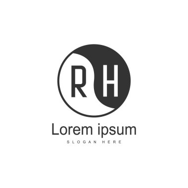 RH Logo tasarım şablonu. İlk harf logo tasarım şablonu