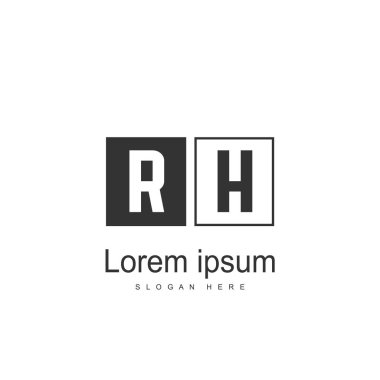 RH Logo tasarım şablonu. İlk harf logo tasarım şablonu
