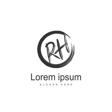 RH Logo tasarım şablonu. İlk harf logo tasarım şablonu