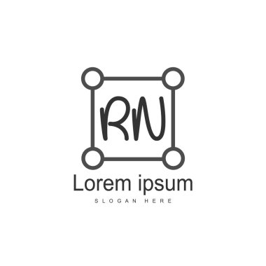 İlk Rn Logo şablonu. Minimalist mektup logo tasarım şablonu