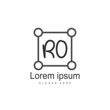 İlk Ro Logo şablonu. Minimalist mektup logo tasarım şablonu