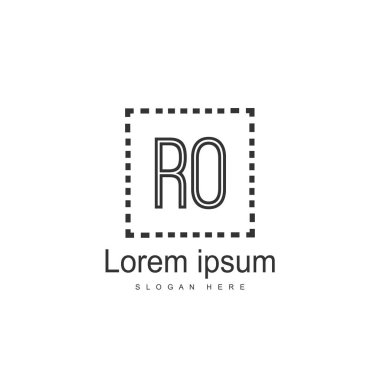 İlk Ro Logo şablonu. Minimalist mektup logo tasarım şablonu