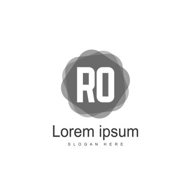 İlk Ro Logo şablonu. Minimalist mektup logo tasarım şablonu