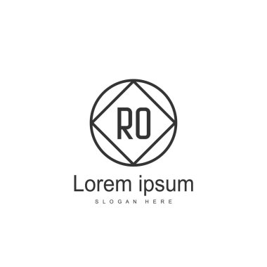 İlk Ro Logo şablonu. Minimalist mektup logo tasarım şablonu