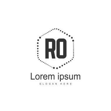 İlk Ro Logo şablonu. Minimalist mektup logo tasarım şablonu