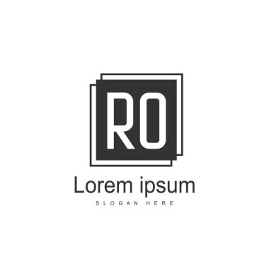 İlk Ro Logo şablonu. Minimalist mektup logo tasarım şablonu