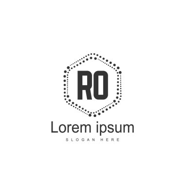 İlk Ro Logo şablonu. Minimalist mektup logo tasarım şablonu