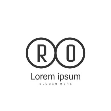 İlk Ro Logo şablonu. Minimalist mektup logo tasarım şablonu