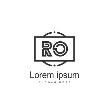 İlk Ro Logo şablonu. Minimalist mektup logo tasarım şablonu