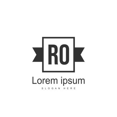 İlk Ro Logo şablonu. Minimalist mektup logo tasarım şablonu