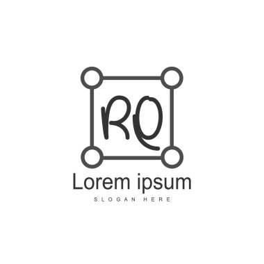 İlk Rq Logo şablonu. Minimalist mektup logo tasarım şablonu