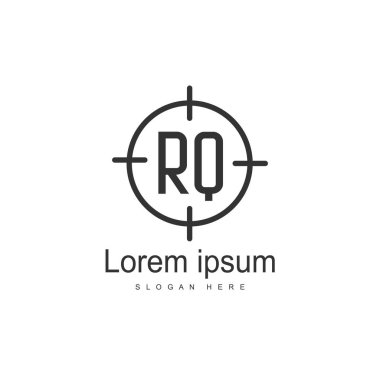 İlk Rq Logo şablonu. Minimalist mektup logo tasarım şablonu
