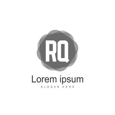 İlk Rq Logo şablonu. Minimalist mektup logo tasarım şablonu