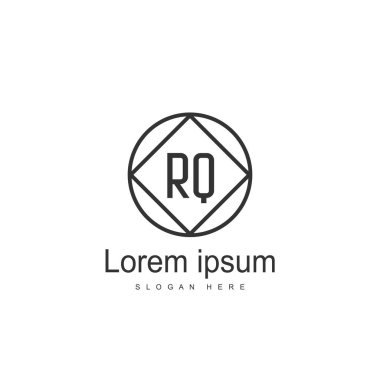 İlk Rq Logo şablonu. Minimalist mektup logo tasarım şablonu