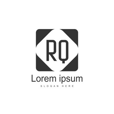 İlk Rq Logo şablonu. Minimalist mektup logo tasarım şablonu