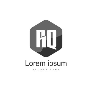 İlk Rq Logo şablonu. Minimalist mektup logo tasarım şablonu