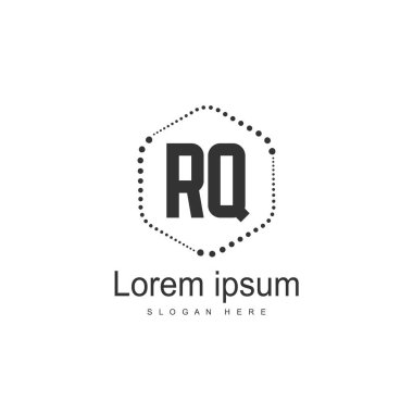 İlk Rq Logo şablonu. Minimalist mektup logo tasarım şablonu