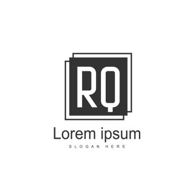 İlk Rq Logo şablonu. Minimalist mektup logo tasarım şablonu