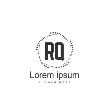 İlk Rq Logo şablonu. Minimalist mektup logo tasarım şablonu