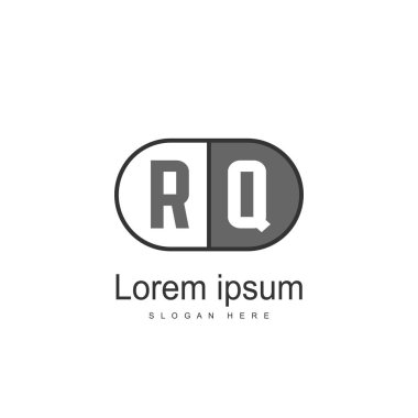 İlk Rq Logo şablonu. Minimalist mektup logo tasarım şablonu