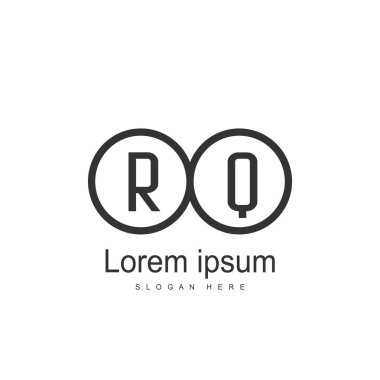 İlk Rq Logo şablonu. Minimalist mektup logo tasarım şablonu