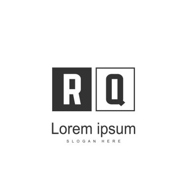 İlk Rq Logo şablonu. Minimalist mektup logo tasarım şablonu