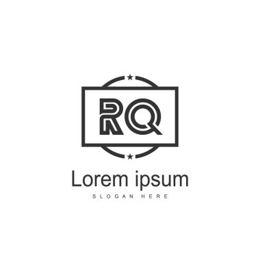 İlk Rq Logo şablonu. Minimalist mektup logo tasarım şablonu