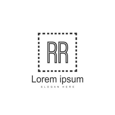 İlk Rr Logo şablonu. Minimalist mektup logo tasarım şablonu