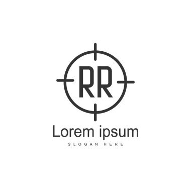 İlk Rr Logo şablonu. Minimalist mektup logo tasarım şablonu