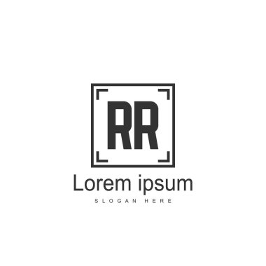 İlk Rr Logo şablonu. Minimalist mektup logo tasarım şablonu