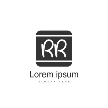 İlk Rr Logo şablonu. Minimalist mektup logo tasarım şablonu