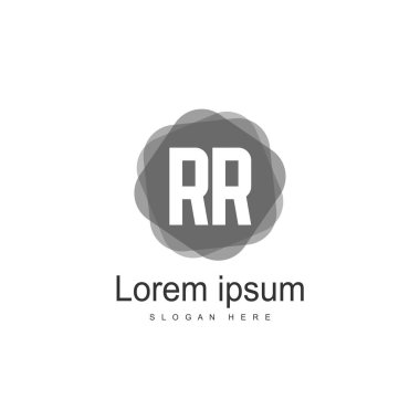 İlk Rr Logo şablonu. Minimalist mektup logo tasarım şablonu