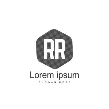 İlk Rr Logo şablonu. Minimalist mektup logo tasarım şablonu