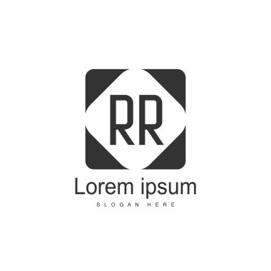 İlk Rr Logo şablonu. Minimalist mektup logo tasarım şablonu