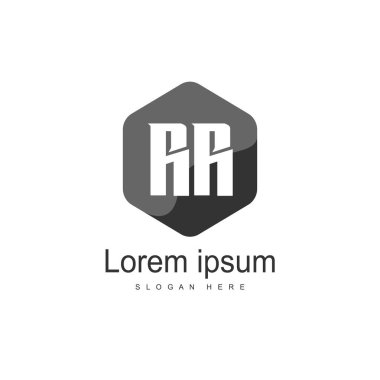 İlk Rr Logo şablonu. Minimalist mektup logo tasarım şablonu