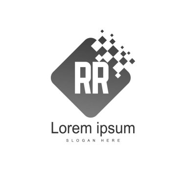 İlk Rr Logo şablonu. Minimalist mektup logo tasarım şablonu