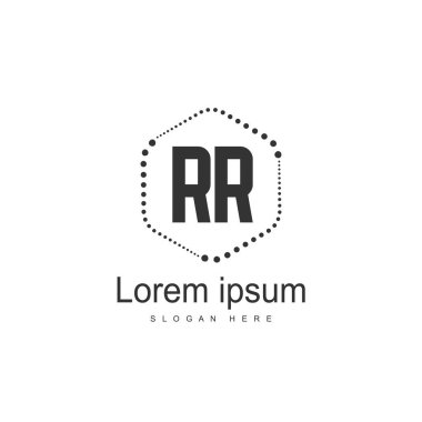 İlk Rr Logo şablonu. Minimalist mektup logo tasarım şablonu
