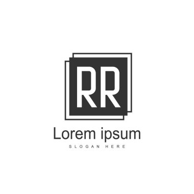 İlk Rr Logo şablonu. Minimalist mektup logo tasarım şablonu