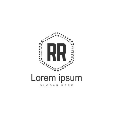 İlk Rr Logo şablonu. Minimalist mektup logo tasarım şablonu