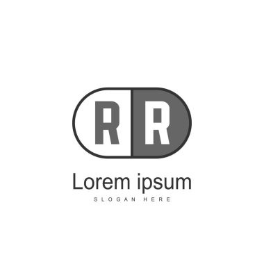 İlk Rr Logo şablonu. Minimalist mektup logo tasarım şablonu