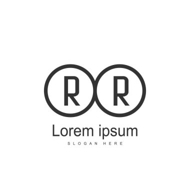 İlk Rr Logo şablonu. Minimalist mektup logo tasarım şablonu
