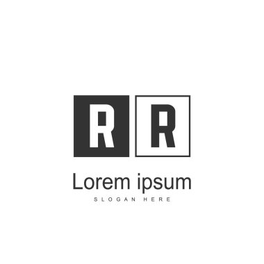İlk Rr Logo şablonu. Minimalist mektup logo tasarım şablonu