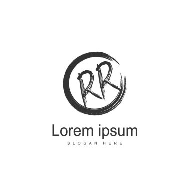 İlk Rr Logo şablonu. Minimalist mektup logo tasarım şablonu